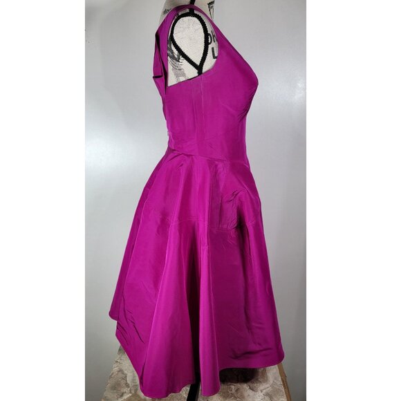 Zac Posen Fuchsia Silk Fit & Flare Cocktail Dress, USA Made, Womens Size 4 - Picture 6 of 15